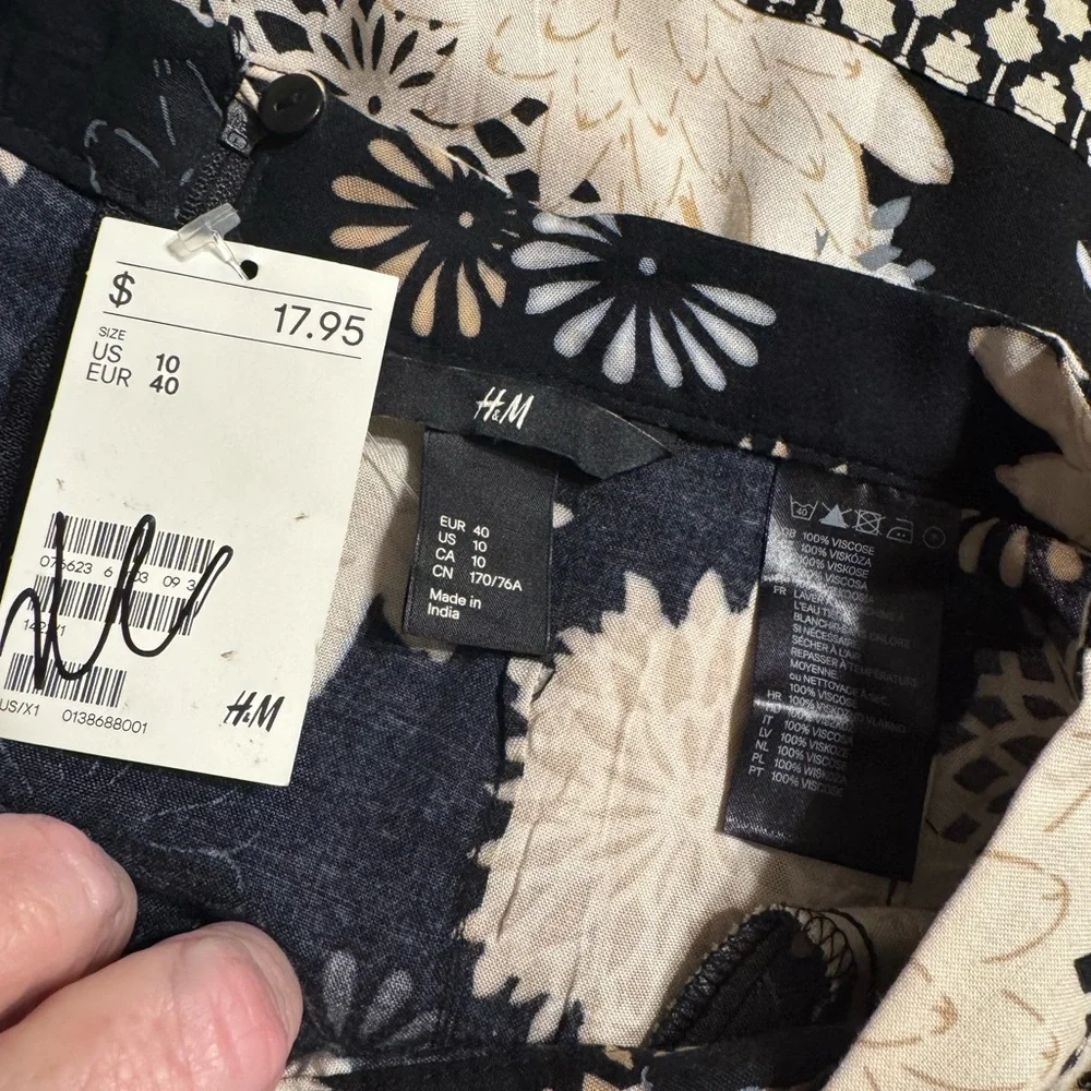 NWT H&M Black/Cream Mock Wrap Skirt SIZE: 10 #7 - Picture 7 of 7
